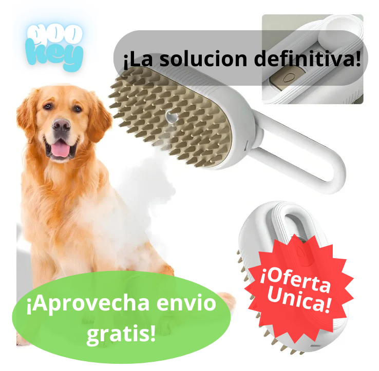 Cepillo Automatico Vapor Perro Gato 3en1