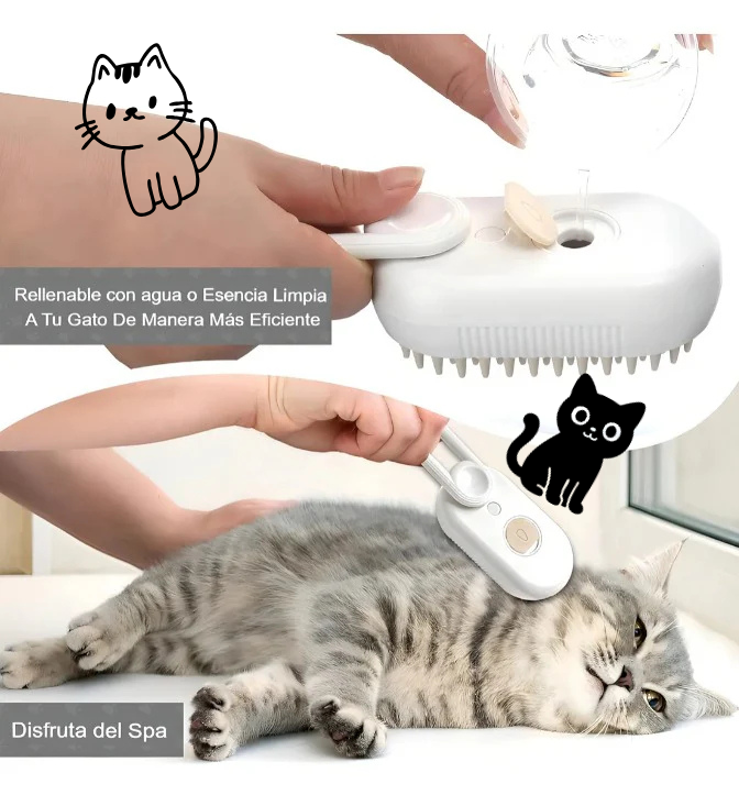 Cepillo Automatico Vapor Perro Gato 3en1