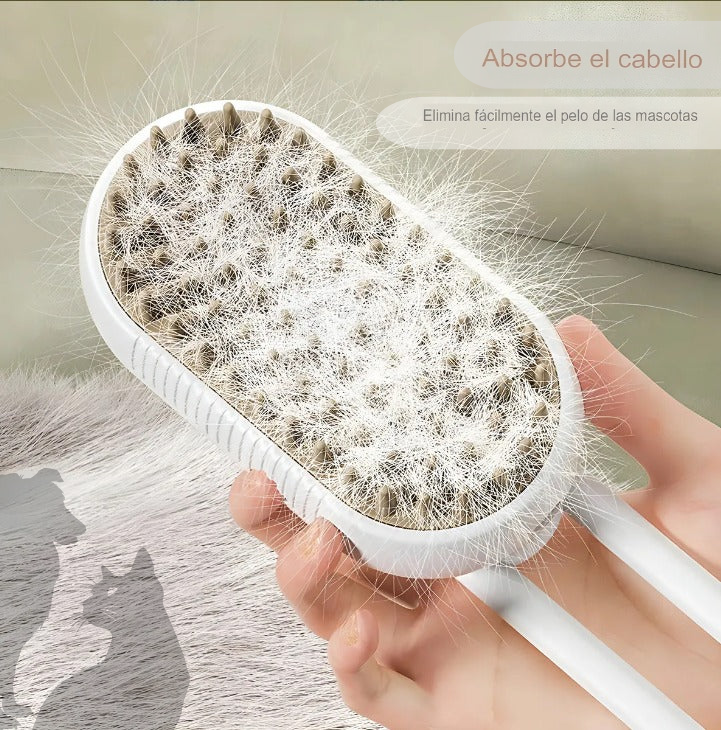 Cepillo Automatico Vapor Perro Gato 3en1